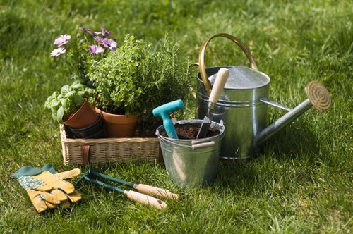 Well-kept East Sheen garden showing lawn care and soft landscaping